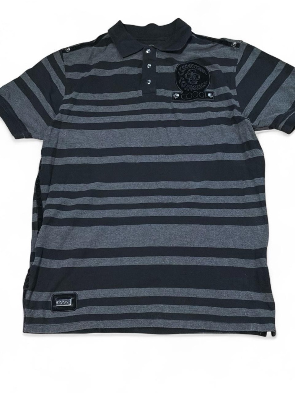 COOGI Men's Black & Gray Striped Polo